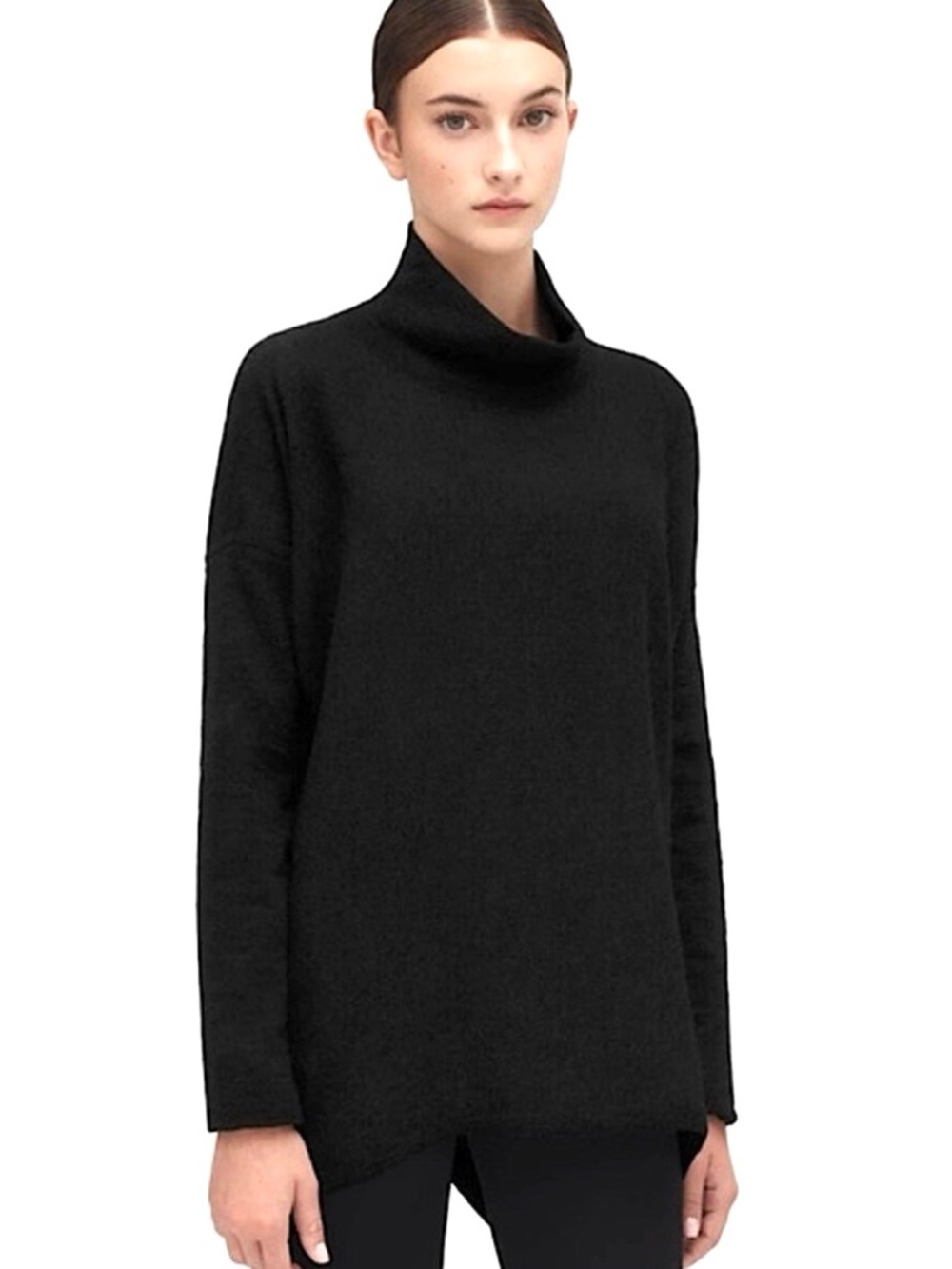 CUYANA Black Turtleneck Baby Alpaca Sweater Lagenlook Size Medium/Large (M/L)